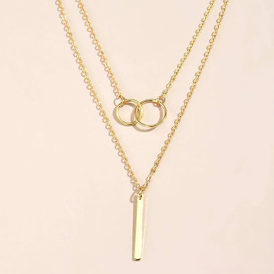 Retro Gouden Dubbele Cirkel Hanger Halsketting