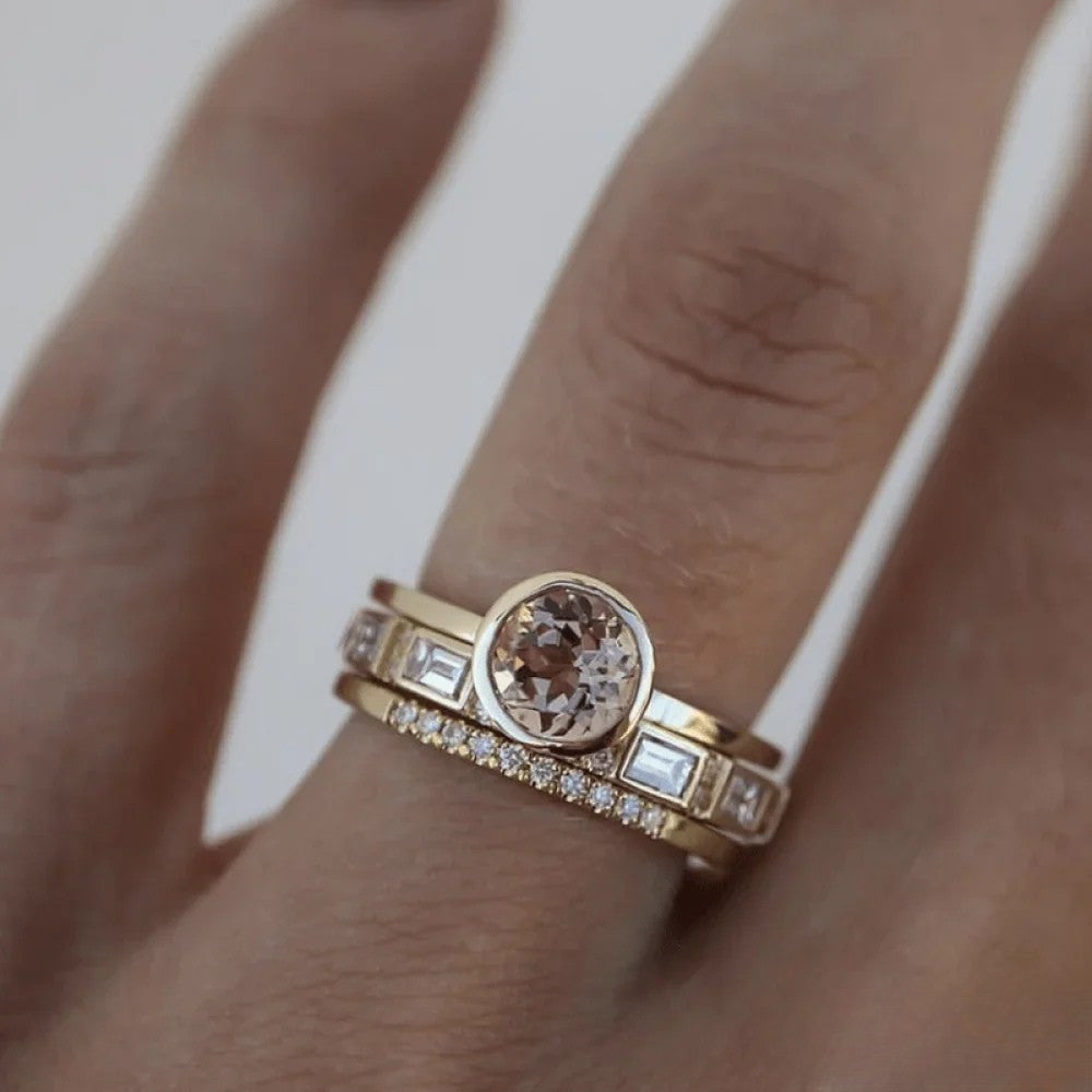 Elegante Kristallen Gouden Ring met Inleg
