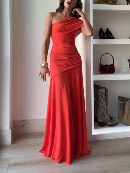 Mesh Off-Shoulder Maxi