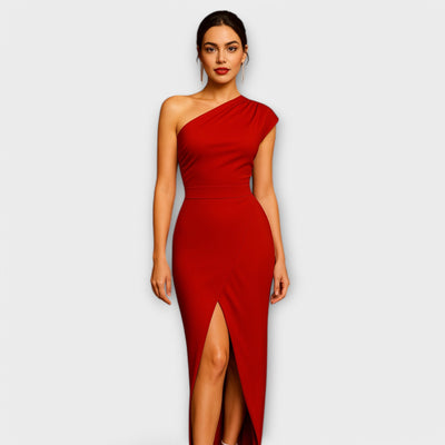 Elegante asymmetrische avondjurk