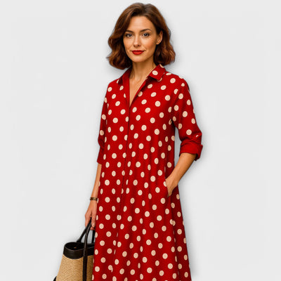 Moderne Hemdblus jurk met kraag en driekwart mouwen