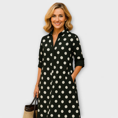 Moderne Hemdblus jurk met kraag en driekwart mouwen