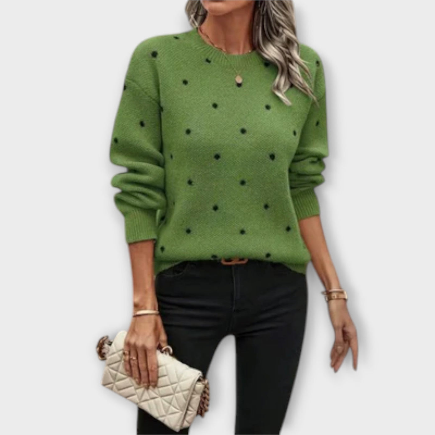 Ava – casual langarmige trui met stippenpatroon