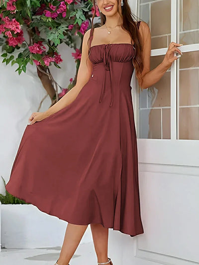 2025 Gerimpelde Bust Split Thigh Cami Zomerjurk