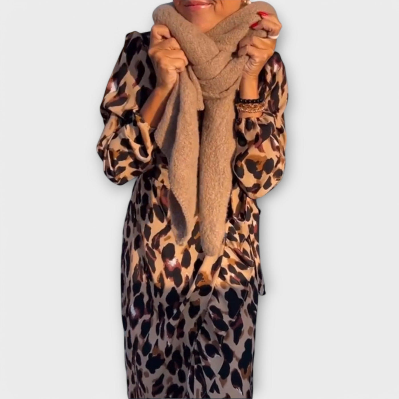 Casual leopardprint jurk met V-hals