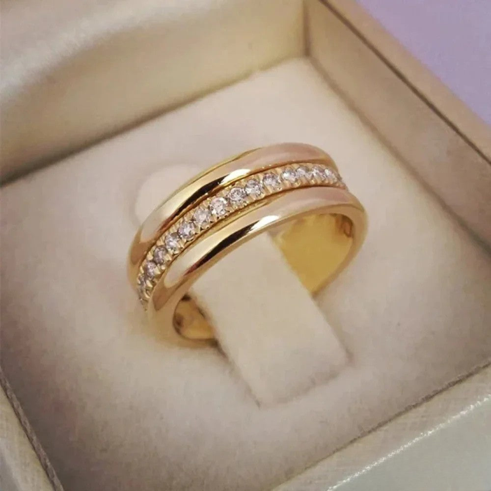 Elegante dubbele ring met zirkonia-beslag
