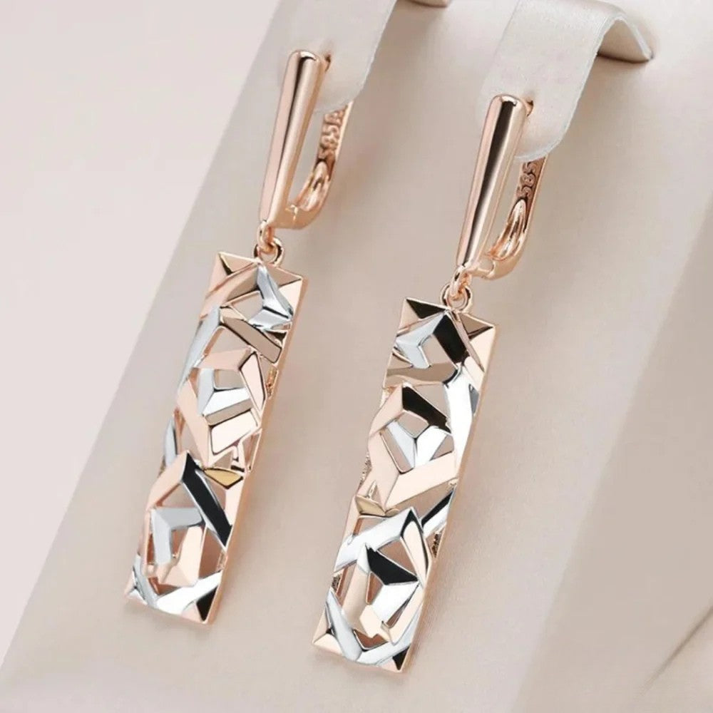 Elegante rechthoekige oorbellen in goud en zilver