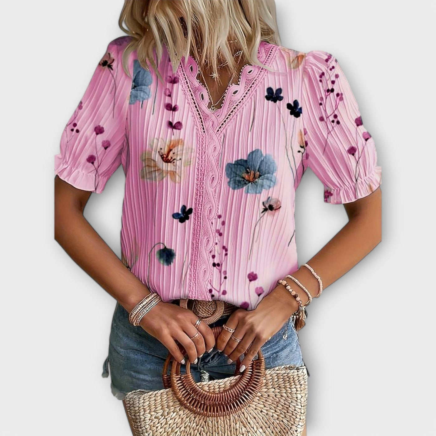 Emily - Modieuze blouse met spitse halslijn