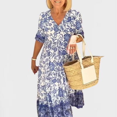 ARIA™ - Elegante Bloemenjurk met V-hals