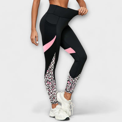 Trainingsbroek met hoge taille en luipaardprint