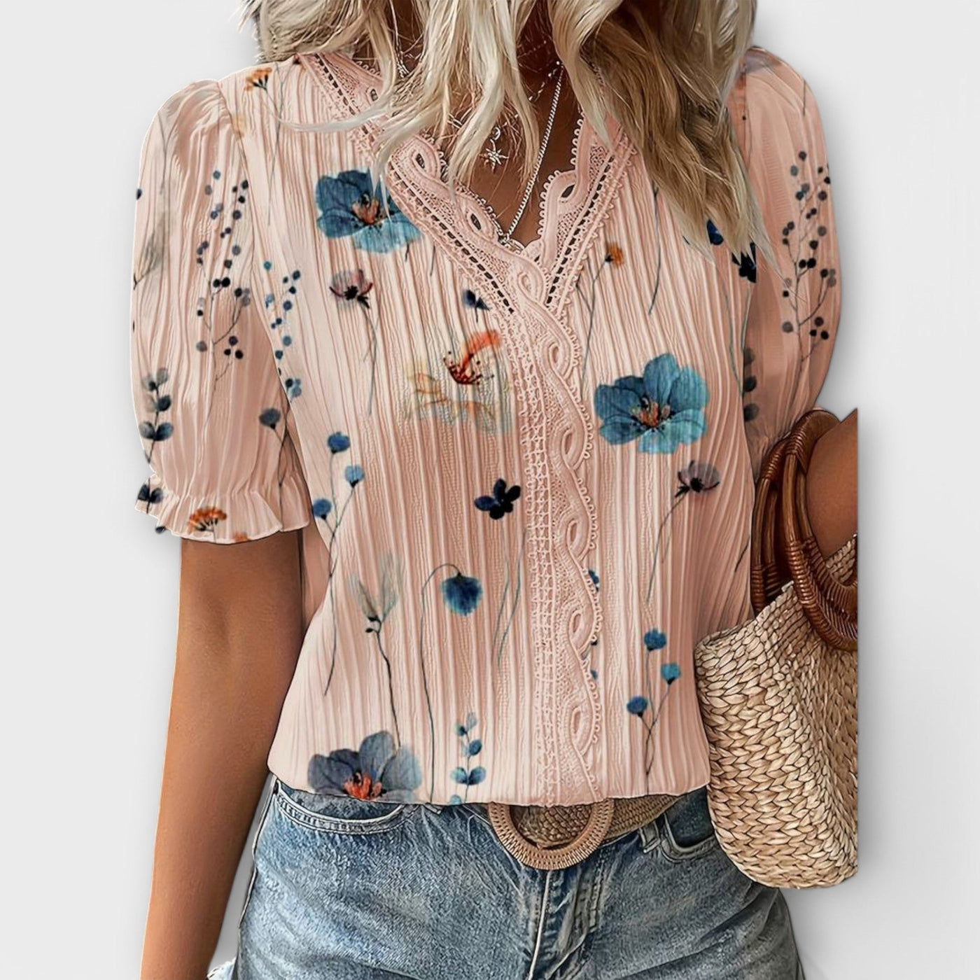 Emily - Modieuze blouse met spitse halslijn