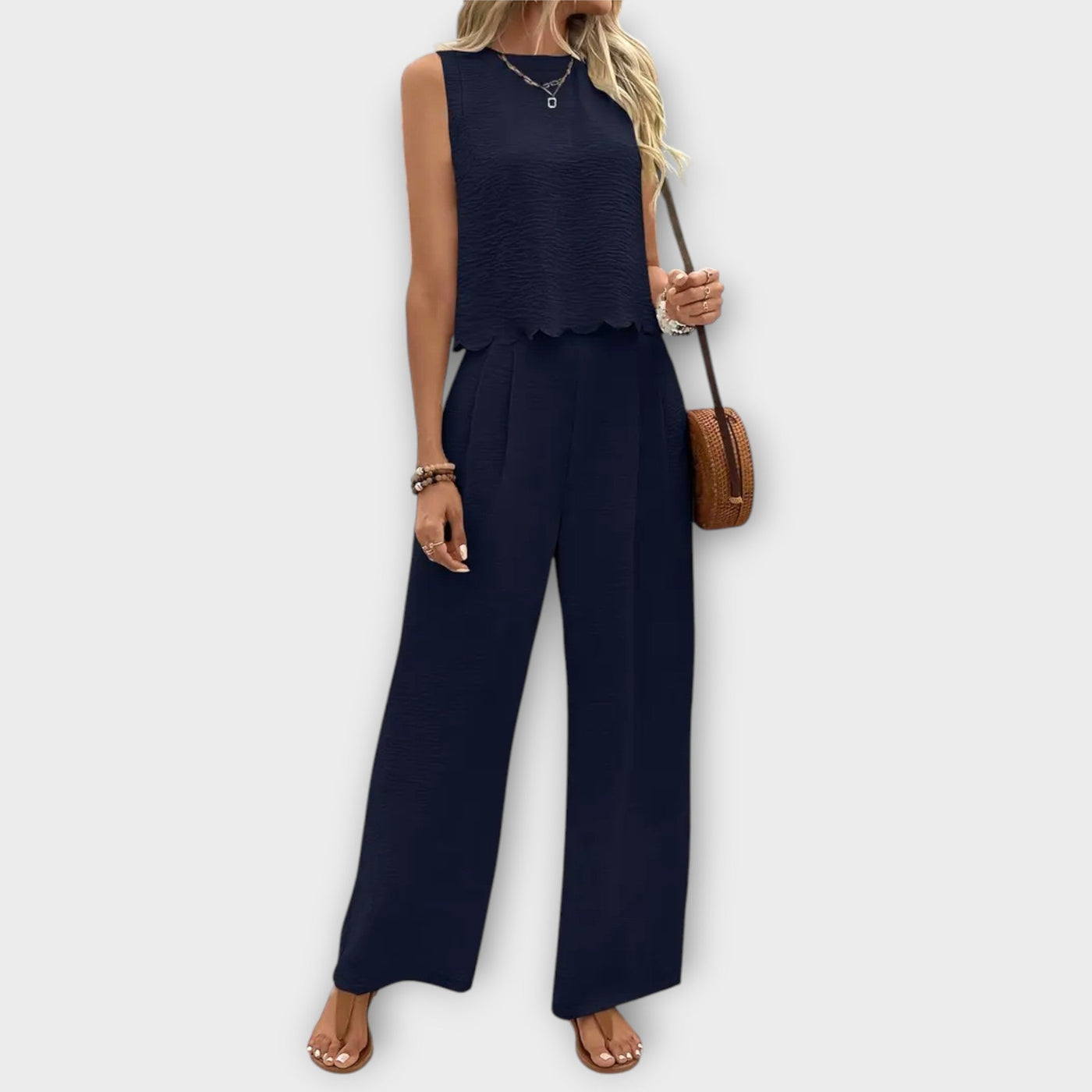 Valeria - Vest met Bloemenrand & Lange Broek