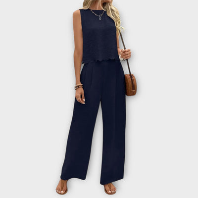 Valeria - Vest met Bloemenrand & Lange Broek