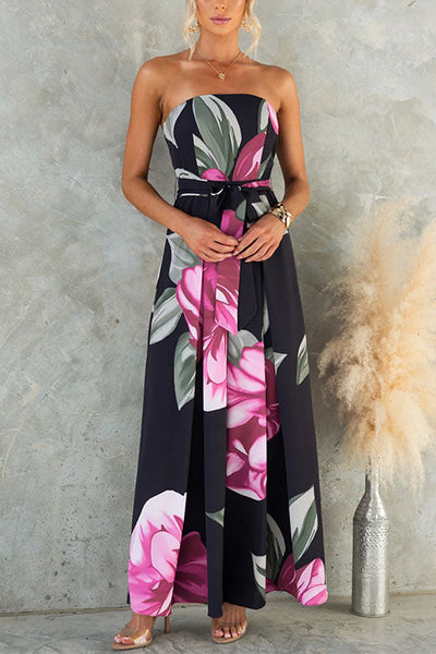 Luna - Bloemen Jumpsuit met Strik