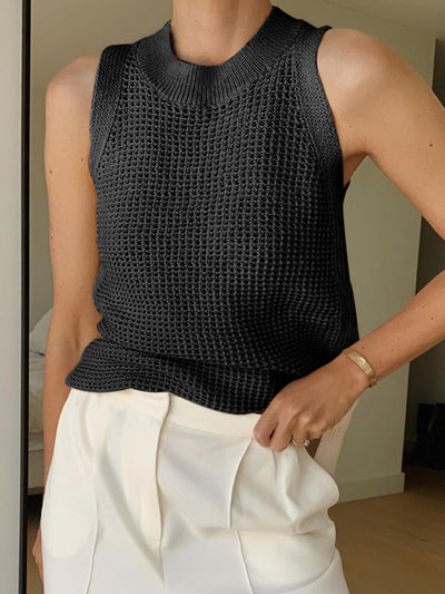 Knit Hollow Solid Tanktop