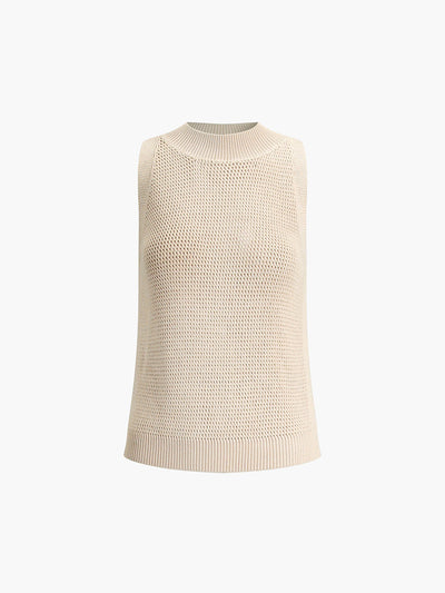 Knit Hollow Solid Tanktop