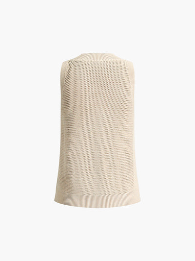 Knit Hollow Solid Tanktop