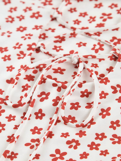 Strappy Bloemenprint Crisscross Vloeiende Lange Zomerjurk
