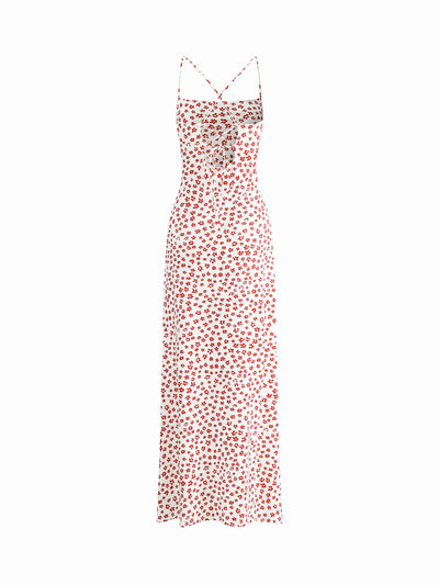 Strappy Bloemenprint Crisscross Vloeiende Lange Zomerjurk