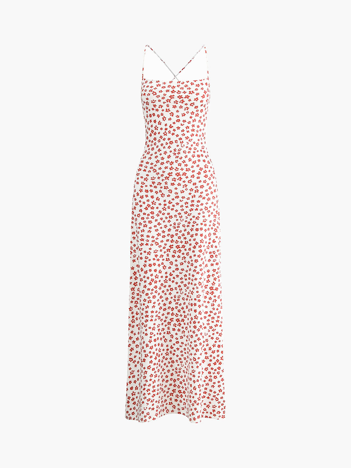 Strappy Bloemenprint Crisscross Vloeiende Lange Zomerjurk