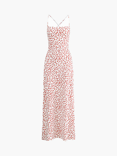 Strappy Bloemenprint Crisscross Vloeiende Lange Zomerjurk