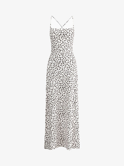 Strappy Bloemenprint Crisscross Vloeiende Lange Zomerjurk
