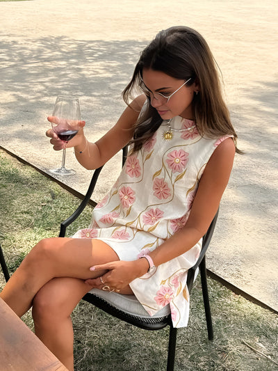 Romantische Print Mouwloze Korte Jurk