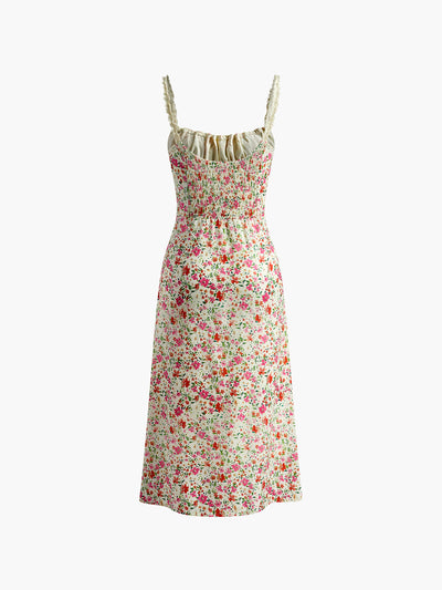 Bloemenprint Trim Cami Midi Jurk