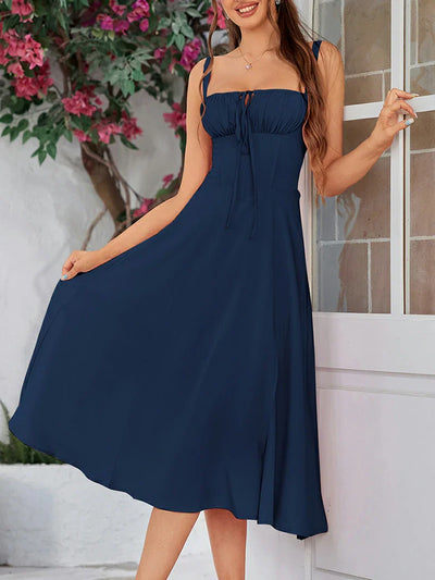2025 Gerimpelde Bust Split Thigh Cami Zomerjurk