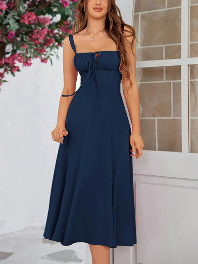 2025 Gerimpelde Bust Split Thigh Cami Zomerjurk