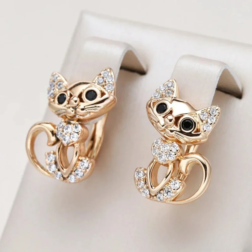 Elegante Zirkonia-Kattenoorbellen