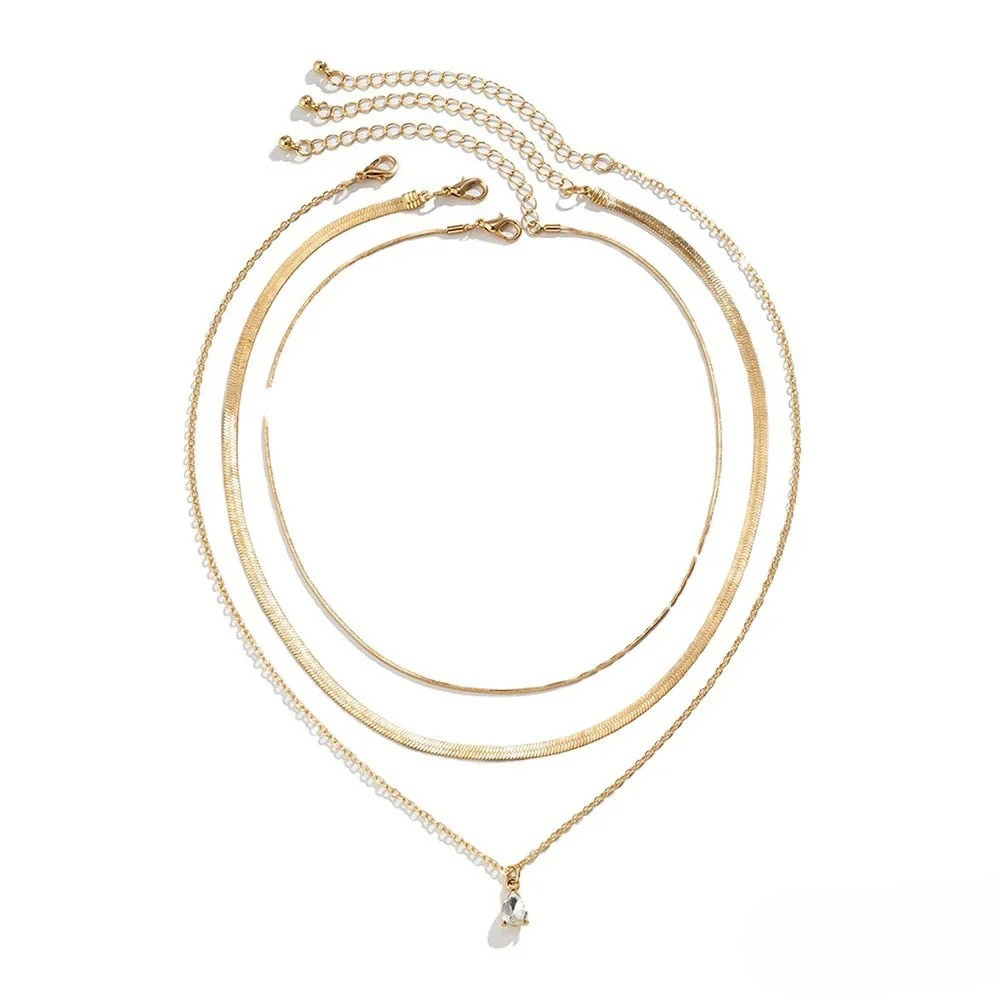 Schicht-Halskette met gouden zirkonia-hanger