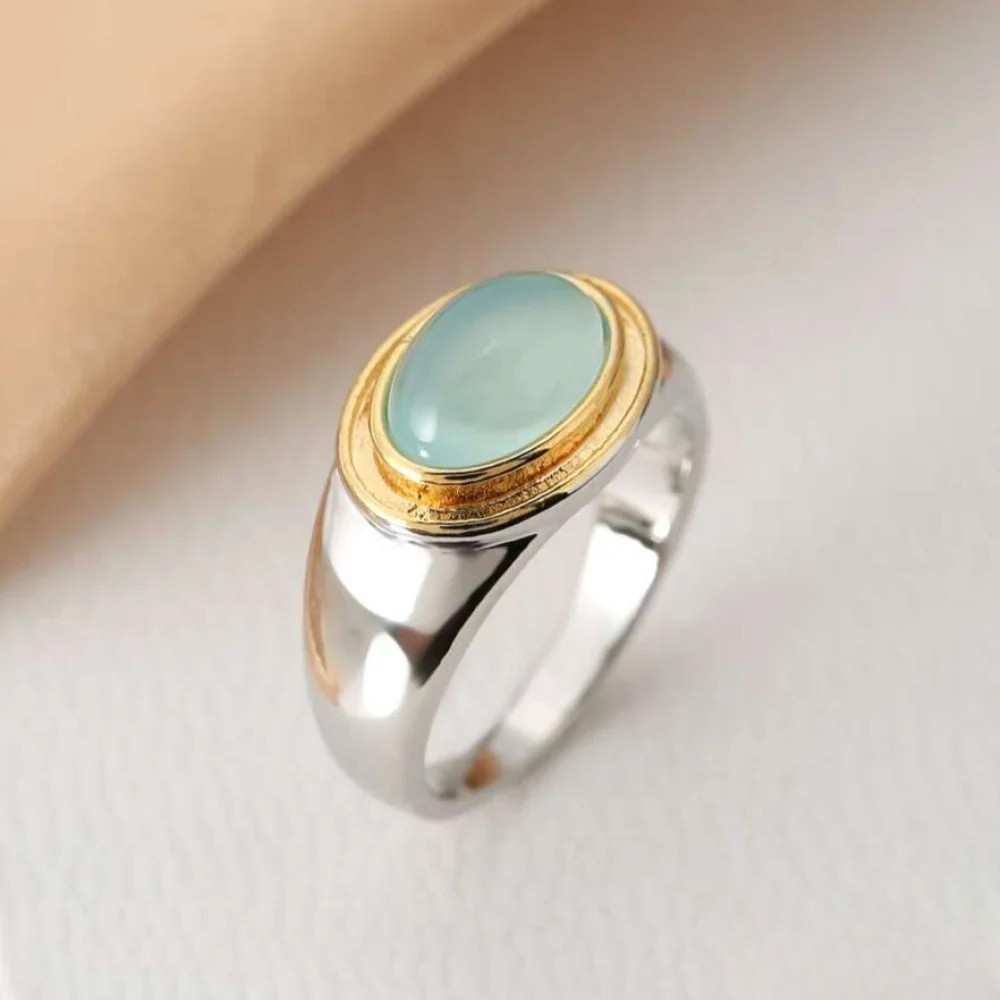 Retro Groene Maansteen Ring