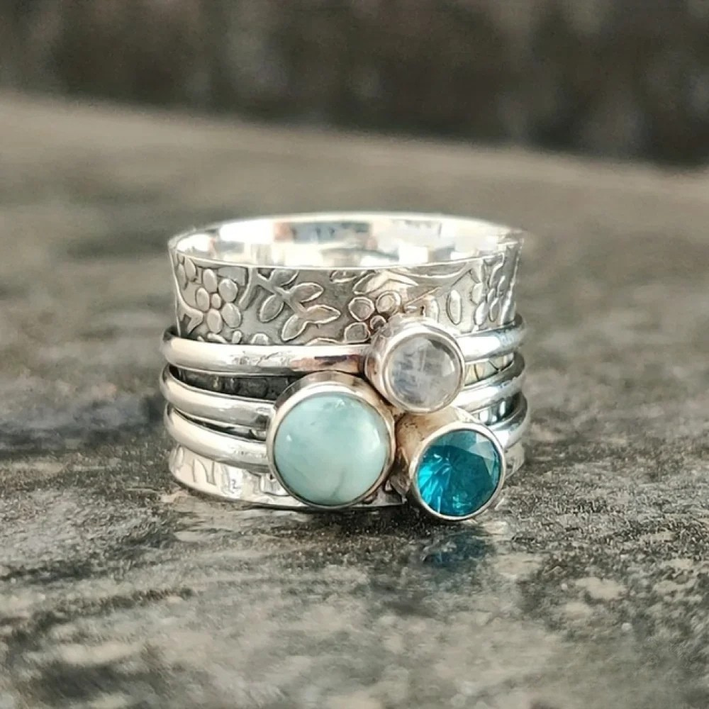 Retro Naturblau Steenring