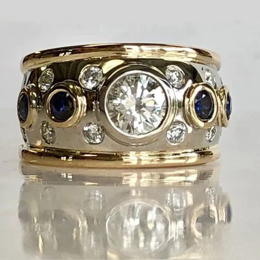 Retro Goudkleurige Zirkonia Ring