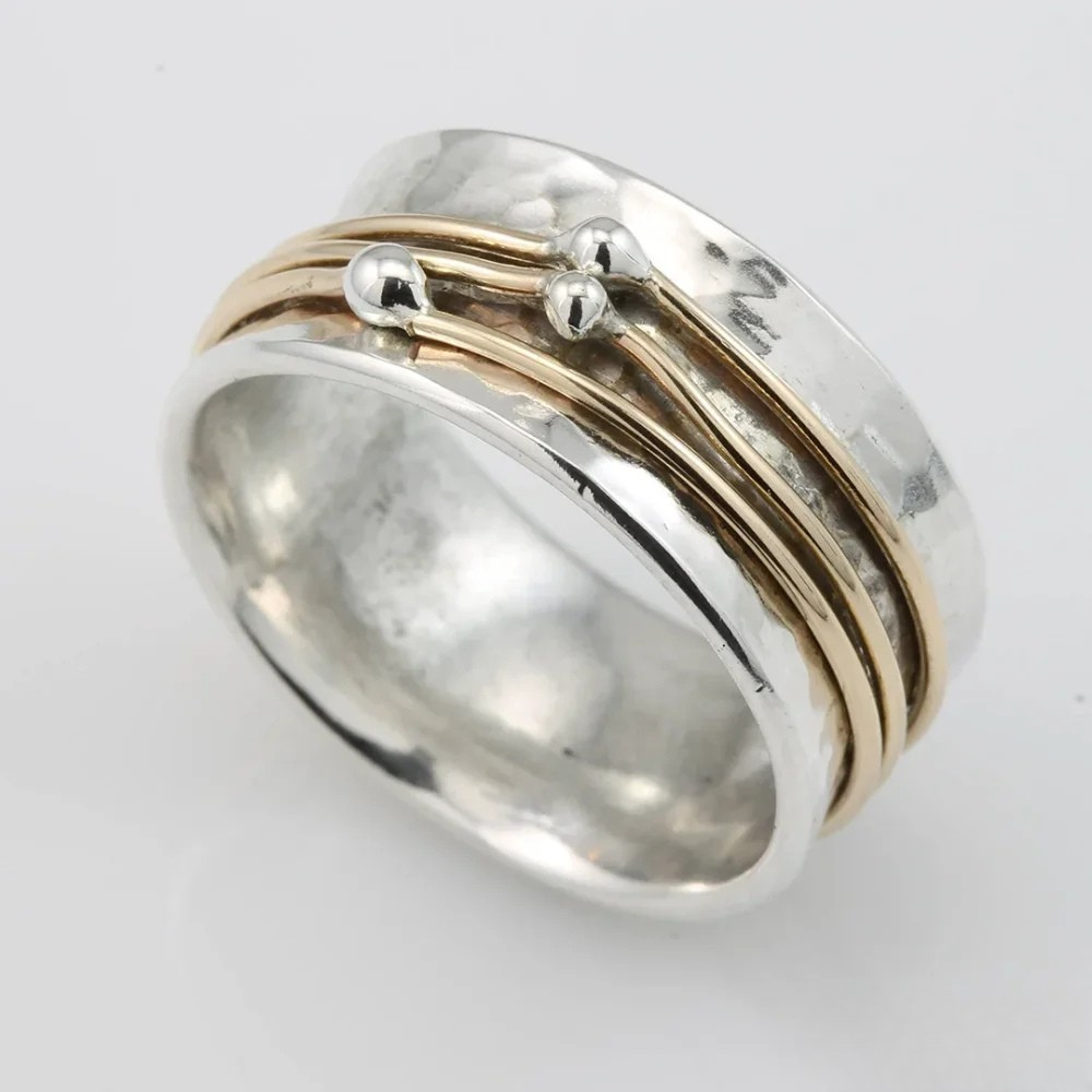 Retro Gouden Vergulde Zilveren Ring