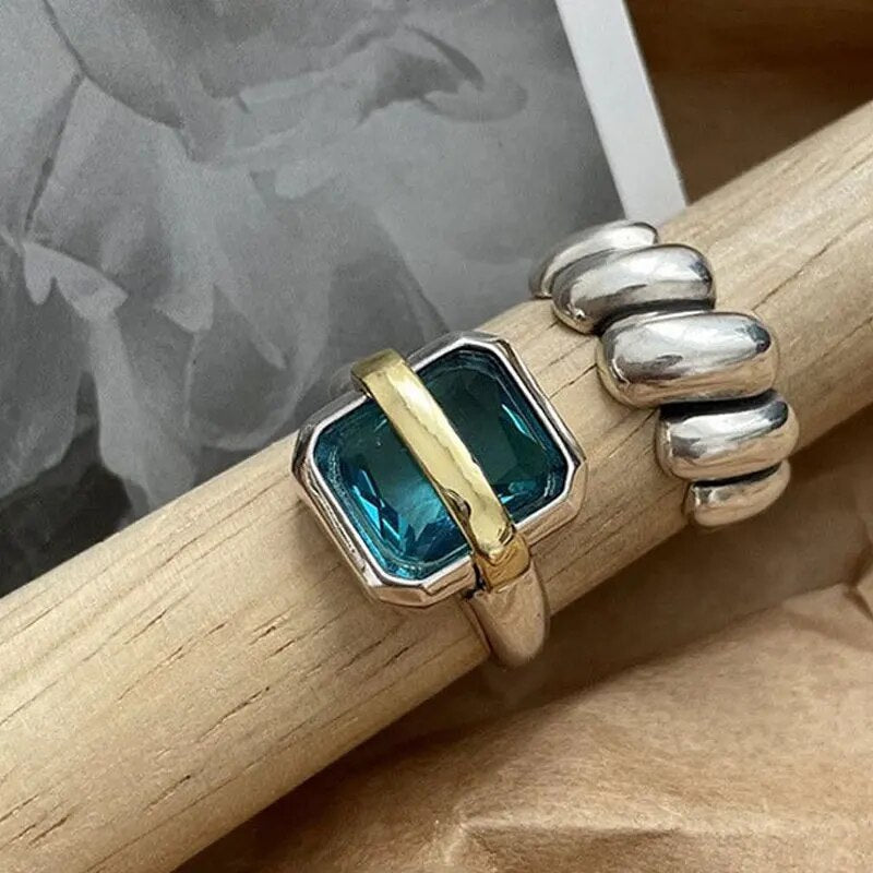 Blauwe Zirkon-Zilveren Ring