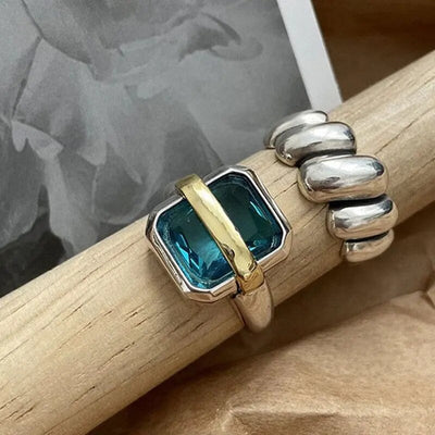 Blauwe Zirkon-Zilveren Ring