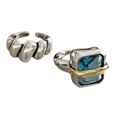 Blauwe Zirkon-Zilveren Ring