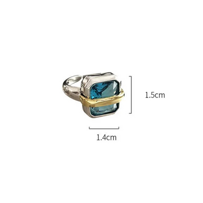 Blauwe Zirkon-Zilveren Ring
