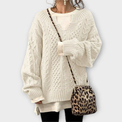 Oversized Trui met Kabelpatroon