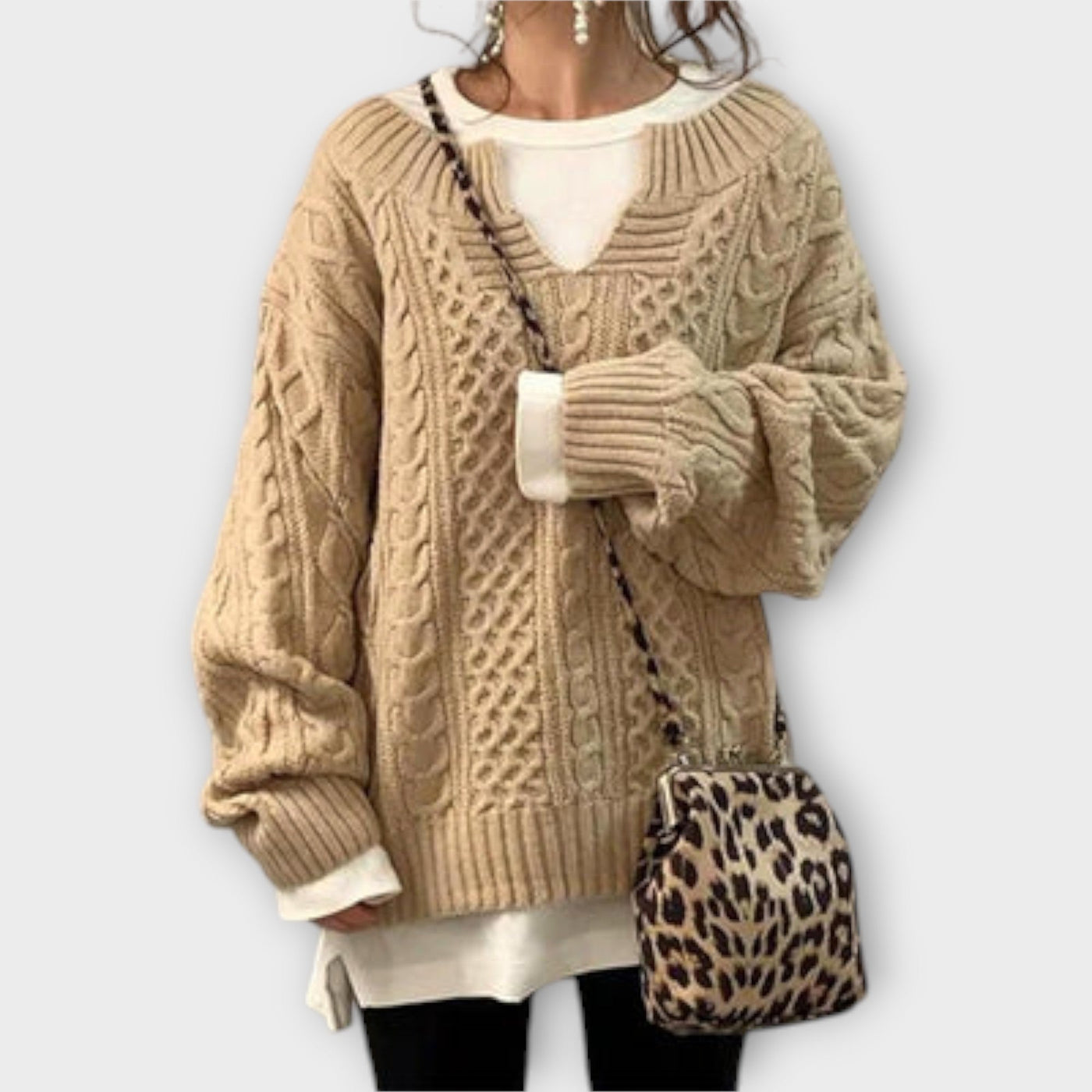 Oversized Trui met Kabelpatroon