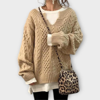 Oversized Trui met Kabelpatroon