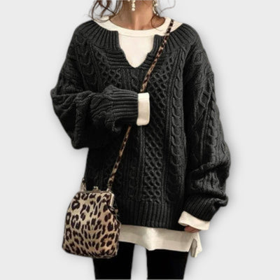 Oversized Trui met Kabelpatroon