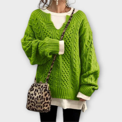 Oversized Trui met Kabelpatroon