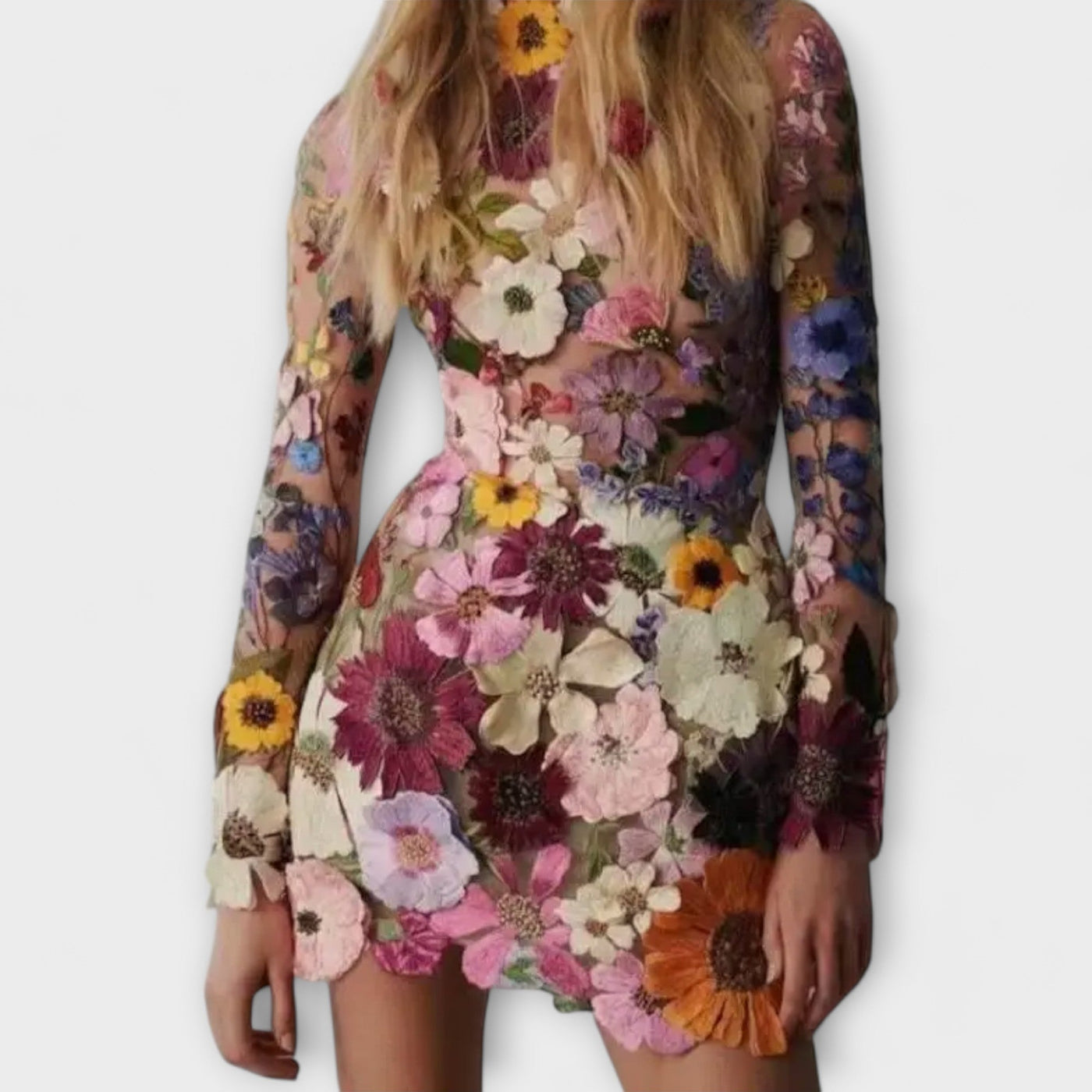 Dolores - Jurk met 3D-bloemenpatroon