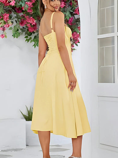 2025 Gerimpelde Bust Split Thigh Cami Zomerjurk