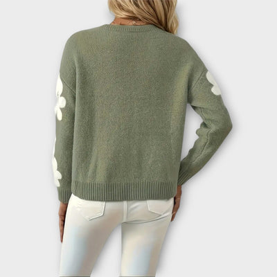 Silke - Zachte gebreide trui met bloemdesign