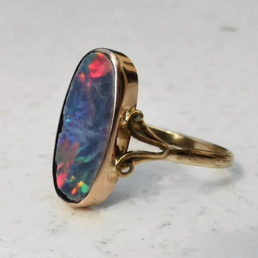 Retro Kleurrijke Opal Ring