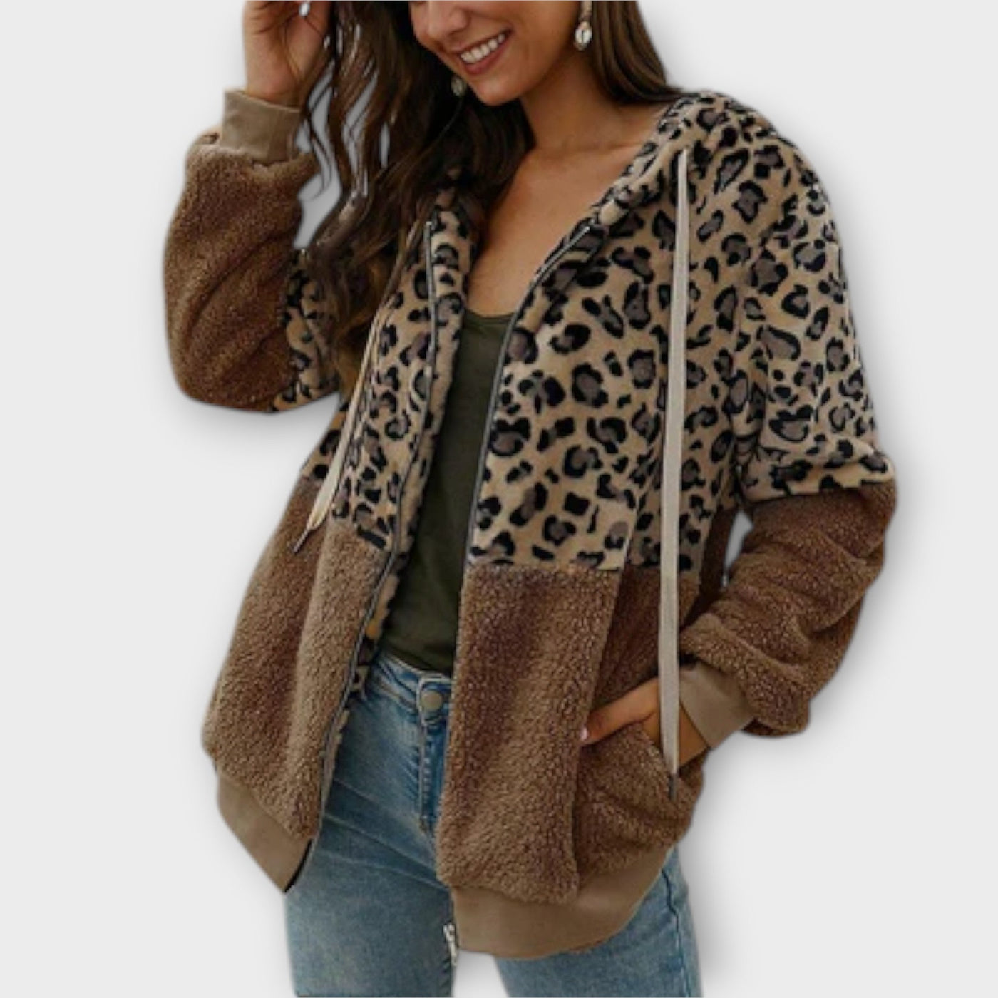 Lea - Fleece hoodie met luipaarddesign